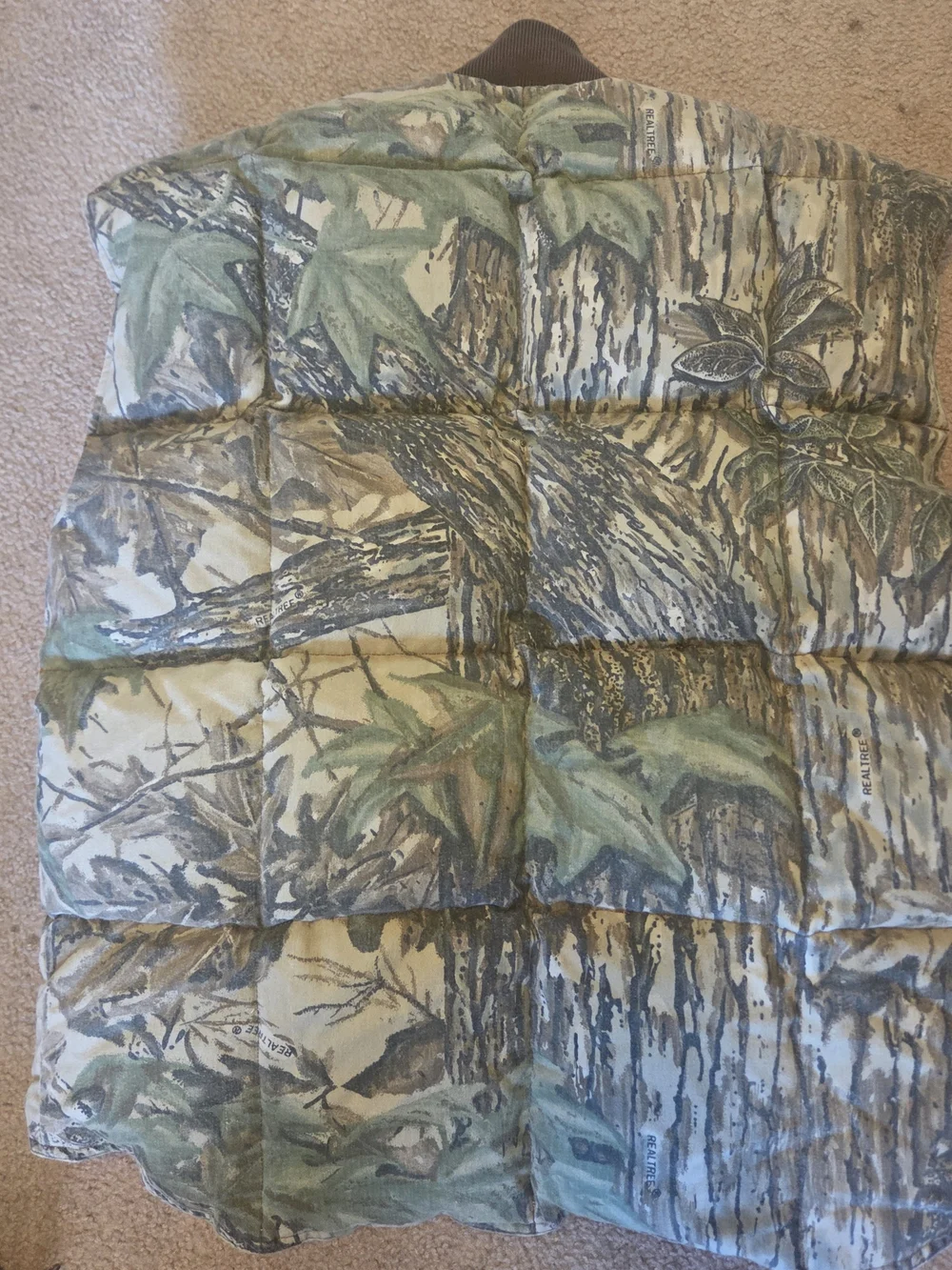 Realtree Camo Quilted Hunting Vest with Blaze Orange Accents